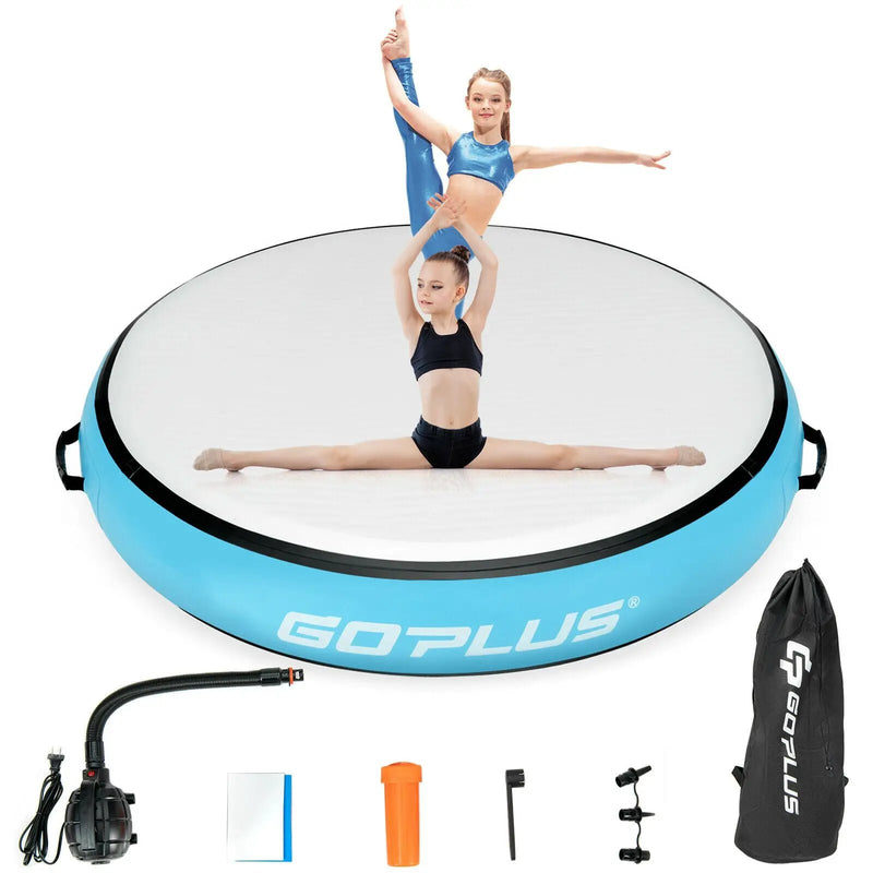 40 Inch Inflatable Round Gymnastic Mat with Electric Pump by DirectDeals