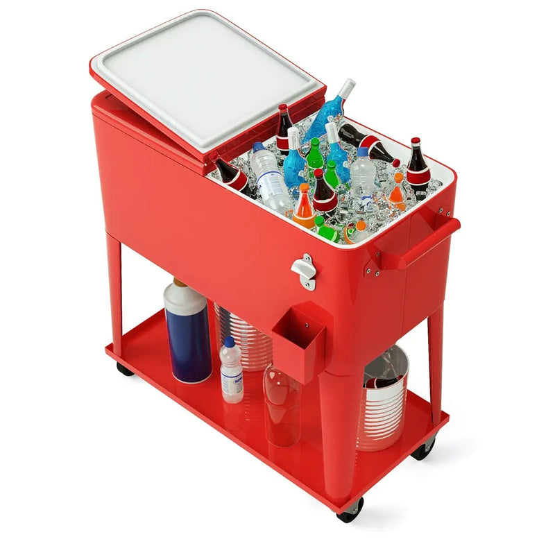 80 Quart Outdoor Patio Rolling Steel Construction Cooler by DirectDeals