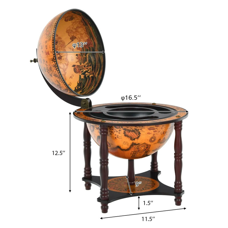 23 Inch Globe Wine Bar Stand for Dining Room and Living Room-Coffee by DirectDeals