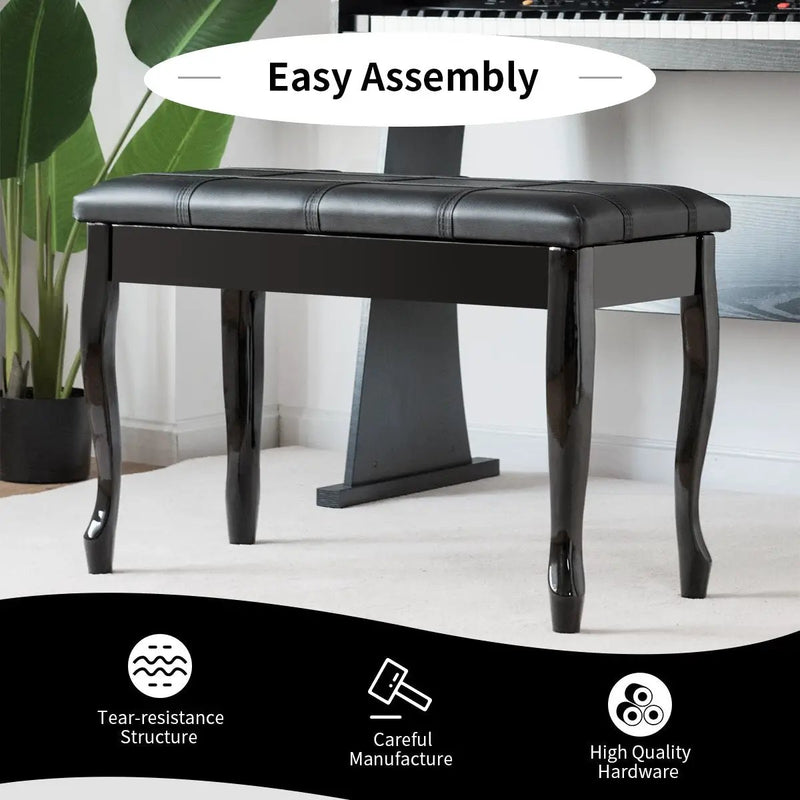 Solid Wood PU Leather Piano Bench with Storage by DirectDeals