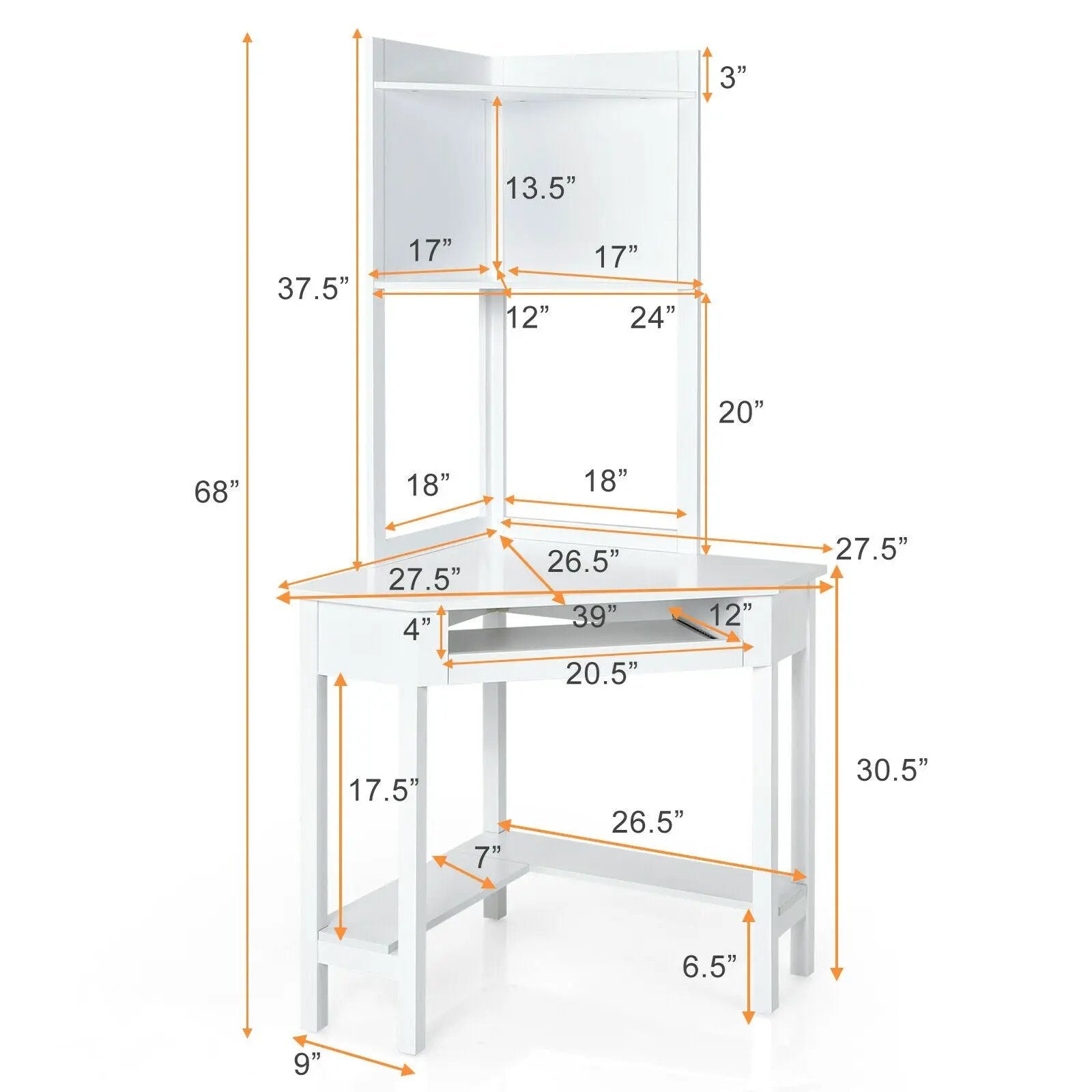 Corner Computer Desk with Hutch and Storage Shelves by DirectDeals