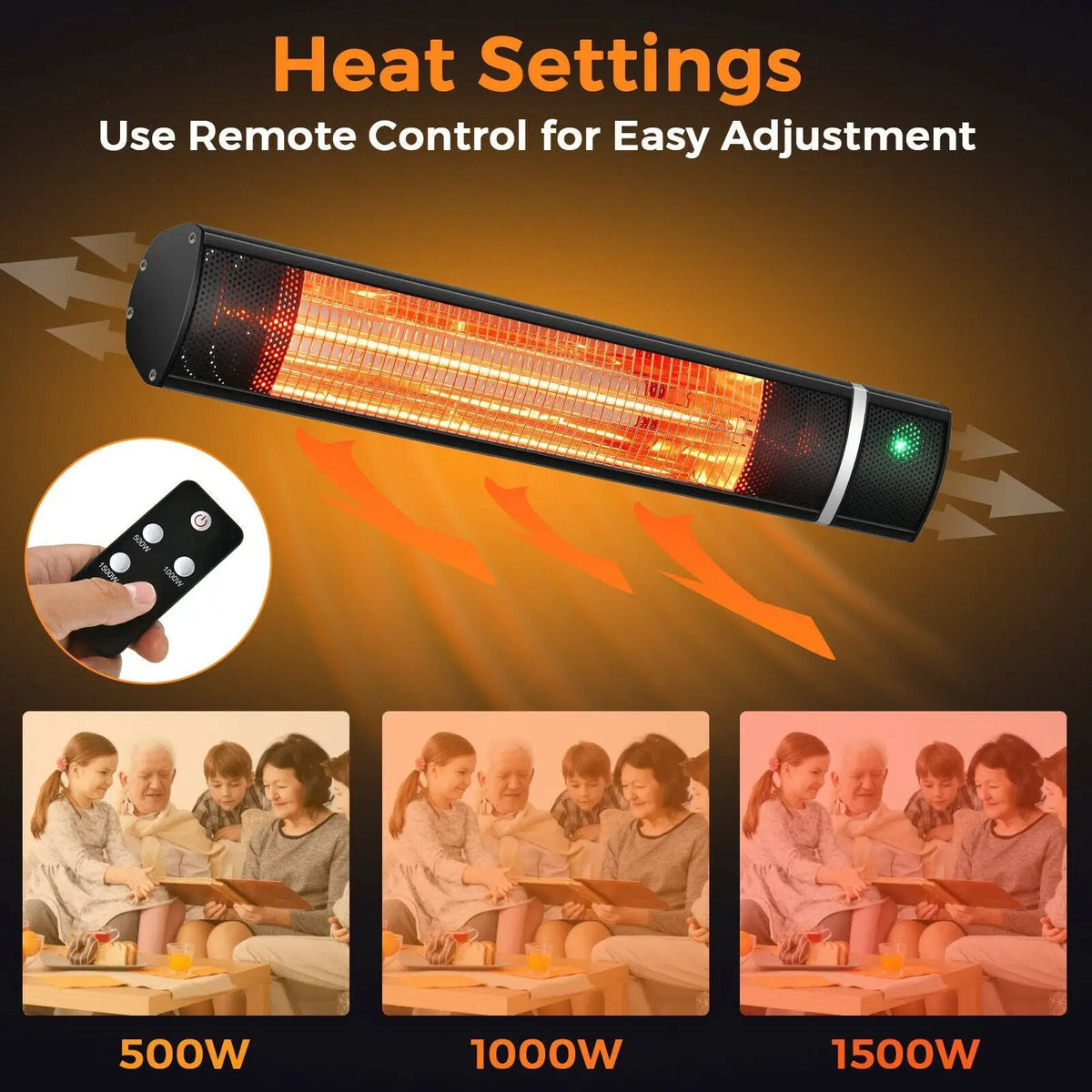 1500W Outdoor Electric Patio Heater with Remote Control, photo 2 of 16