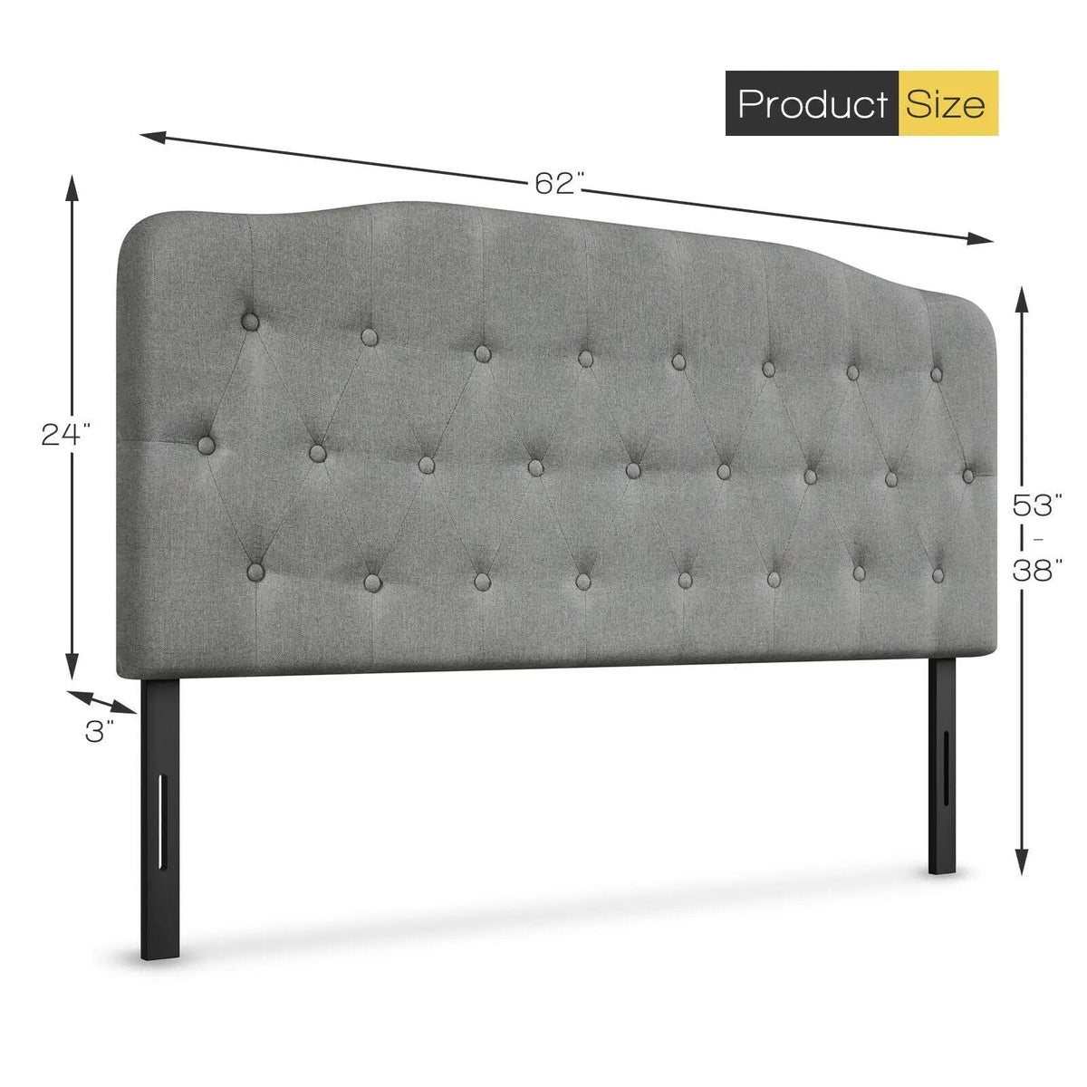 Queen Upholstered Headboard with Adjustable Heights, photo 4 of 9