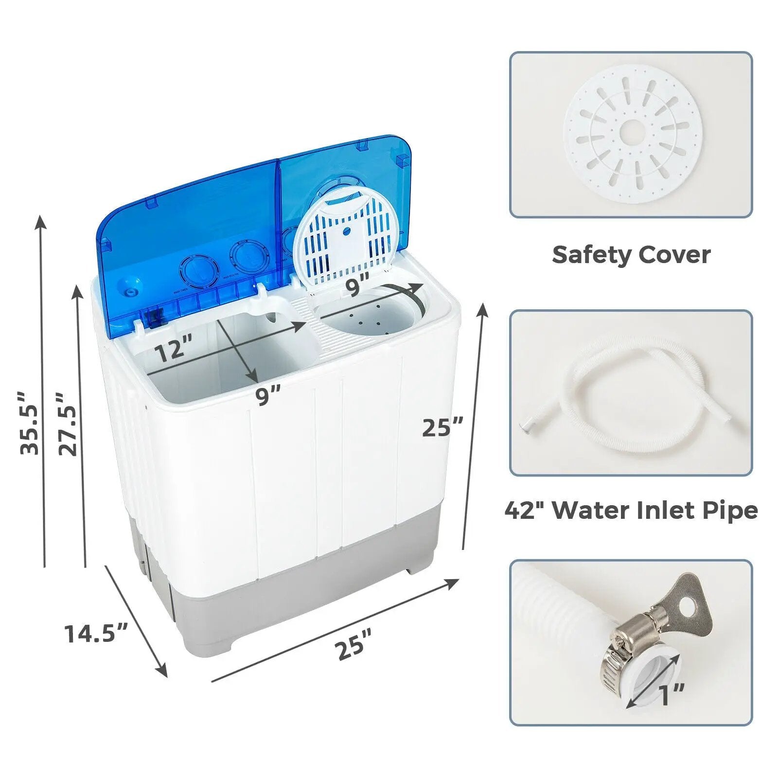 2-in-1 Portable 22lbs Capacity Washing Machine with Timer Control by DirectDeals