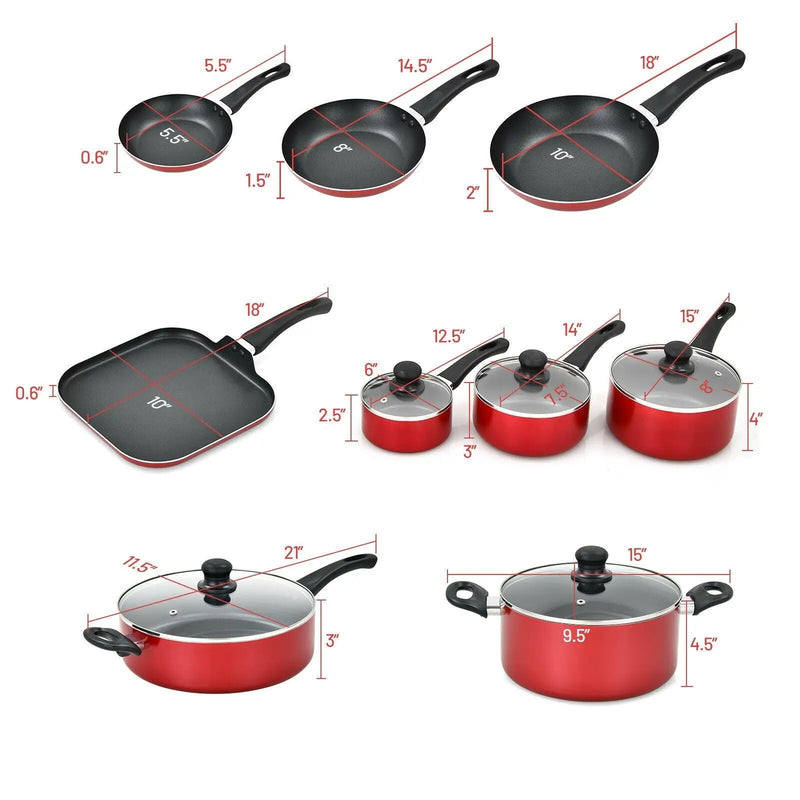 17 Pieces Hard Anodized Nonstick Cookware Pots and Pans Set by DirectDeals