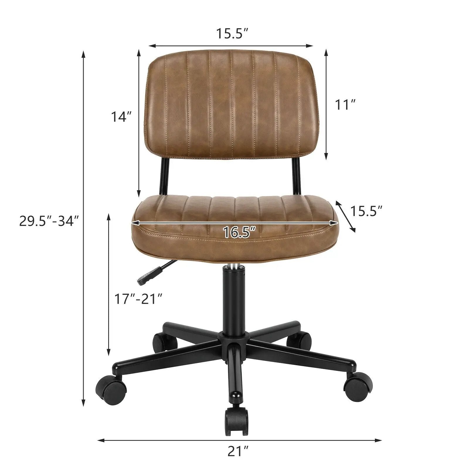 PU Leather Adjustable Office Chair Swivel Task Chair with Backrest by DirectDeals