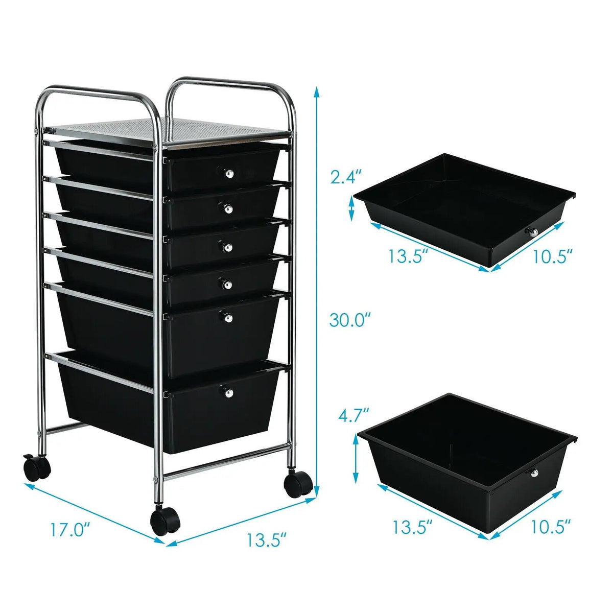 6 Drawers Rolling Storage Cart Organizer, photo 5 of 19