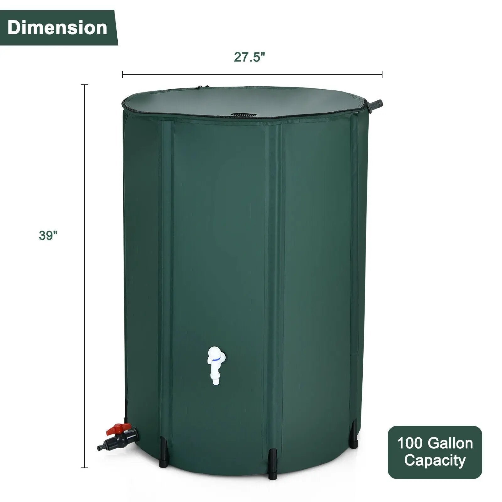 100 Gallon Portable Rain Barrel Water Collector Tank with Spigot Filter by DirectDeals