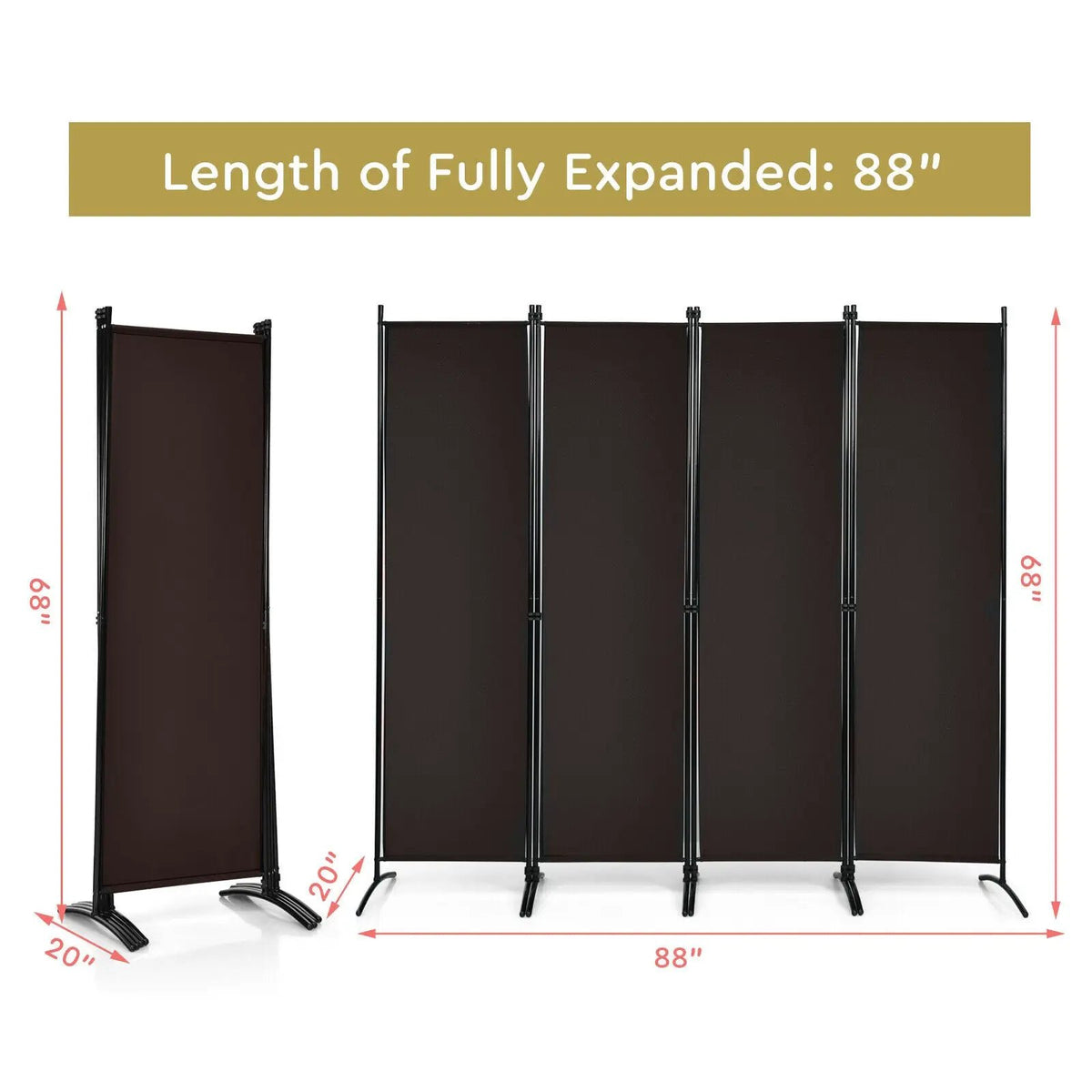 4-Panel Room Divider with Steel Frame, photo 4 of 10