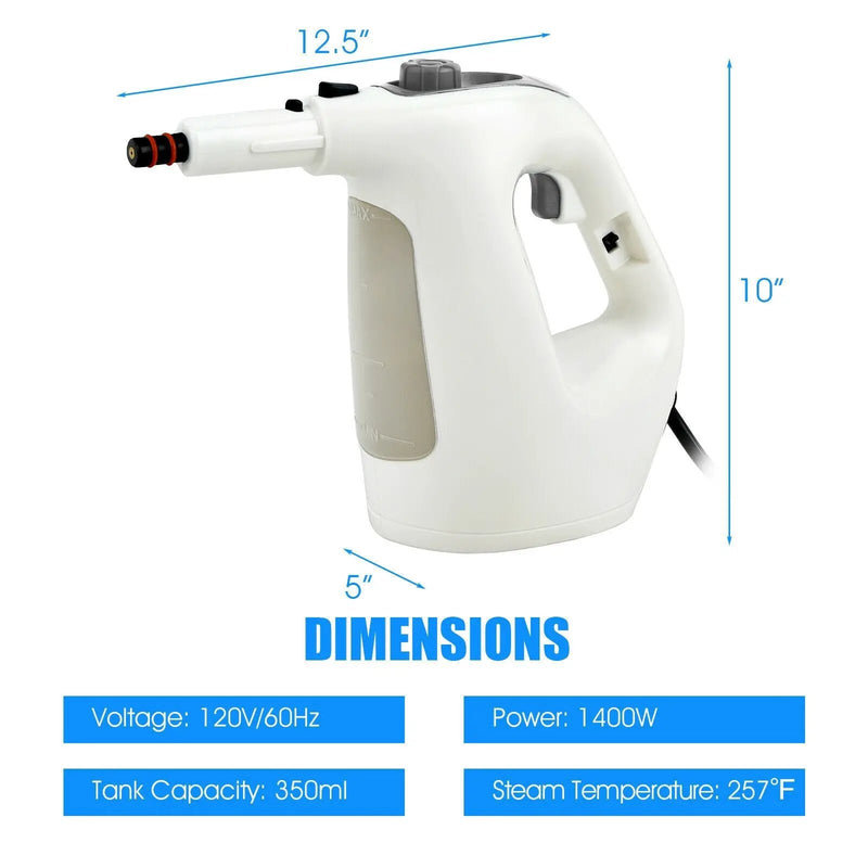 1400W Multipurpose Pressurized Steam Cleaner With 17 Pieces Accessories by DirectDeals