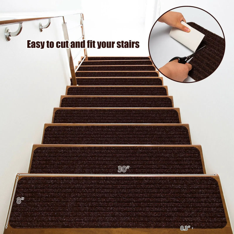15 Pieces 30 x 8 Inch Slip Resistant Soft Stair Treads Carpet by DirectDeals