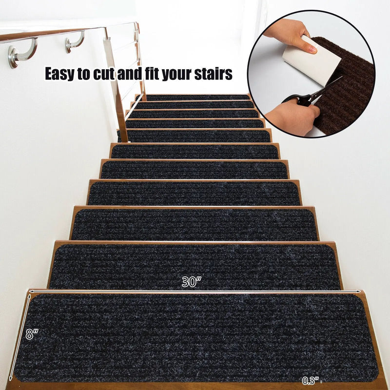 15 Pieces 30 x 8 Inch Slip Resistant Soft Stair Treads Carpet by DirectDeals