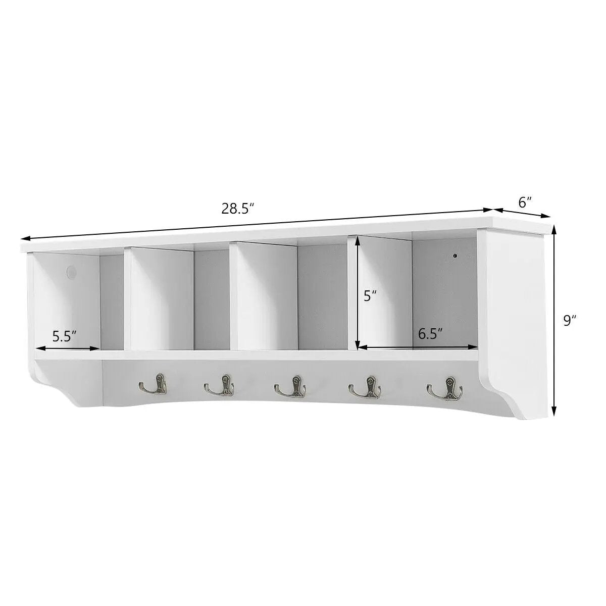 Wall-Mounted Storage Cabinet Hanging Entryway Shelf Coat Rack, photo 4 of 9