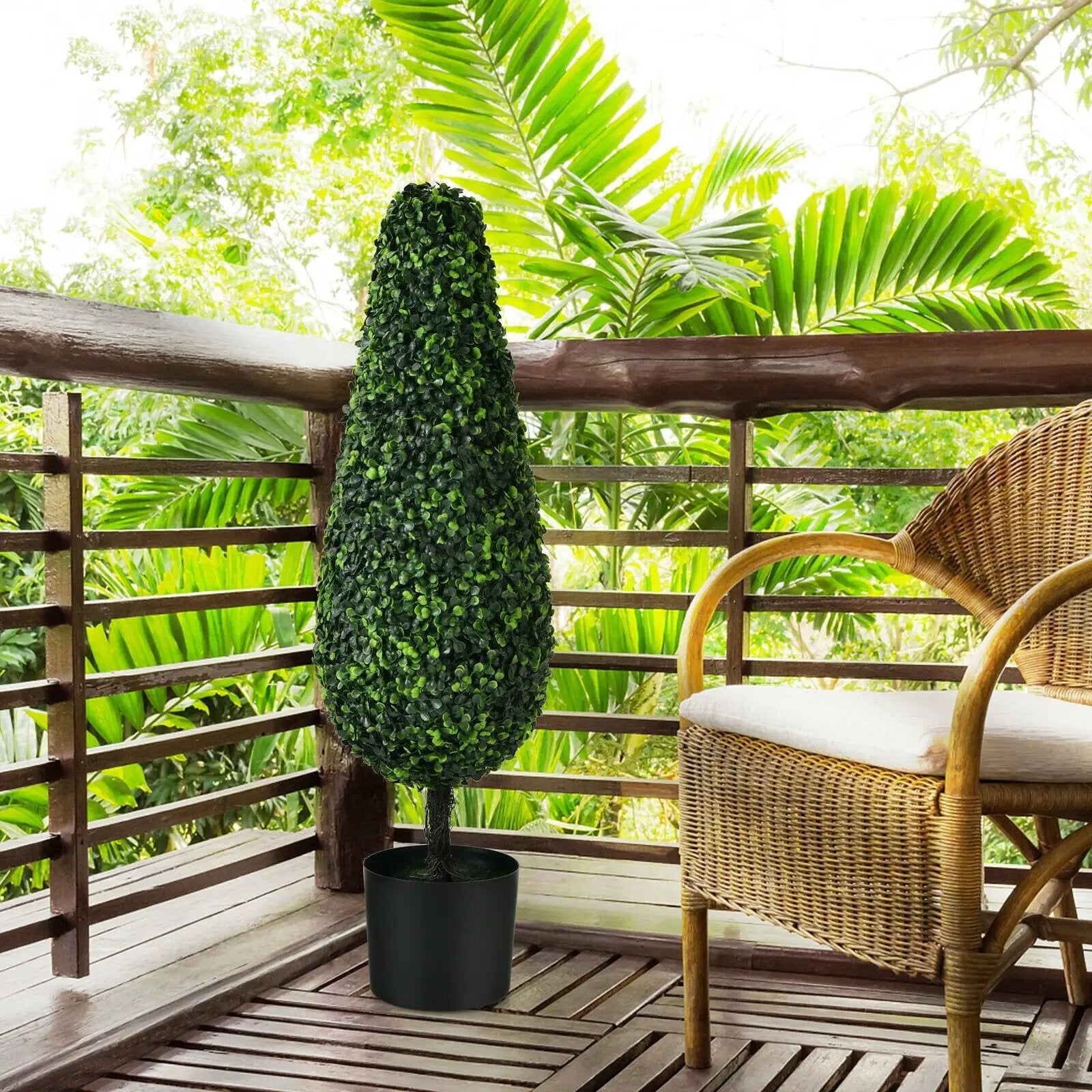 2 Pack 3 Feet Artificial Tower UV Resistant Indoor Outdoor Topiary Tree by DirectDeals