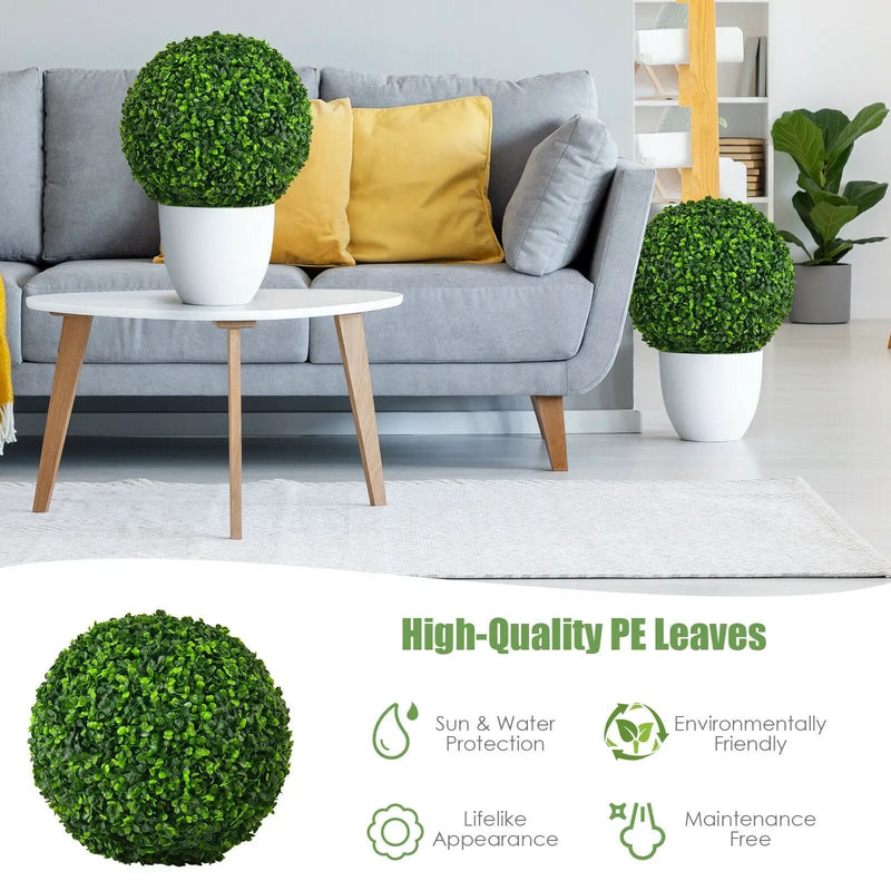 Artificial Boxwood Topiary Ball Tree Set - 15.7 Inch (2 Pieces) by DirectDeals