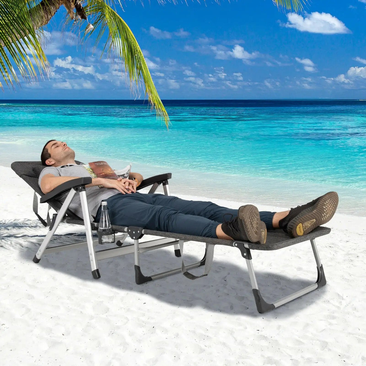 Beach Folding Chaise Lounge Recliner with 7 Adjustable Position, photo 21 of 24