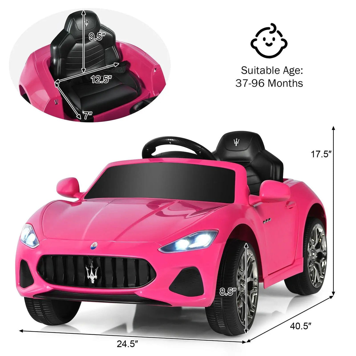 12V Kids Ride-On Car with Remote Control and Lights, photo 5 of 10