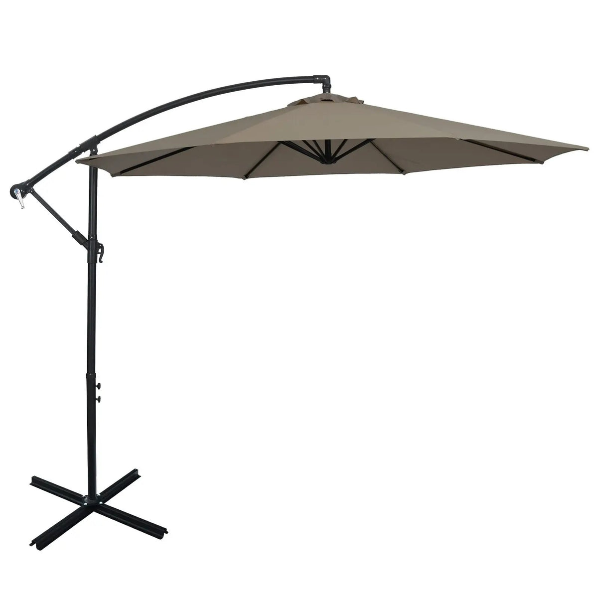 10 Feet Offset Umbrella with 8 Ribs Cantilever and Cross Base, photo 7 of 12