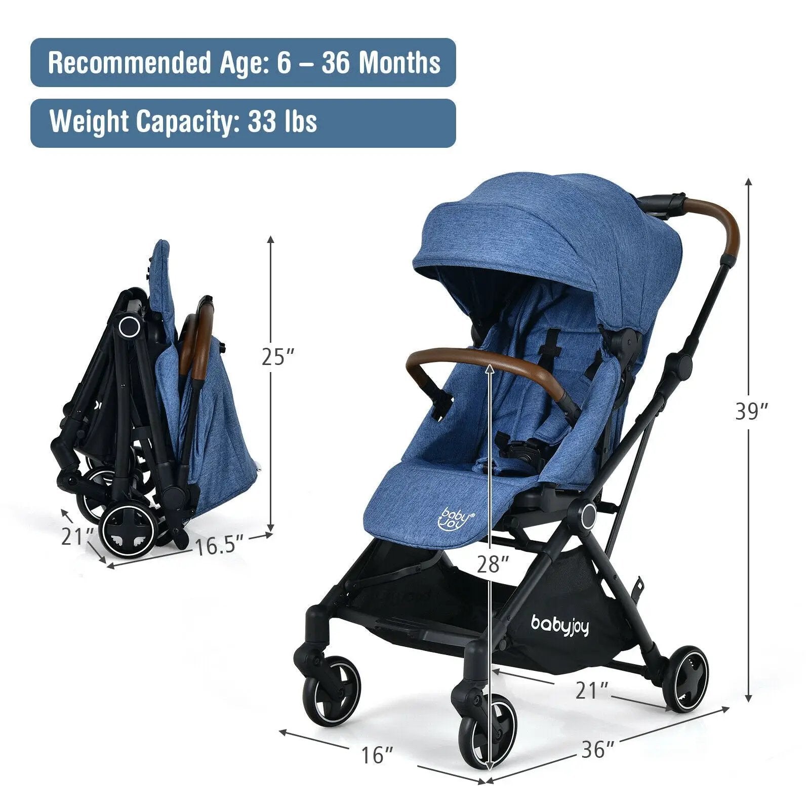 2-in-1 Convertible Aluminum Baby Stroller with Adjustable Canopy by DirectDeals
