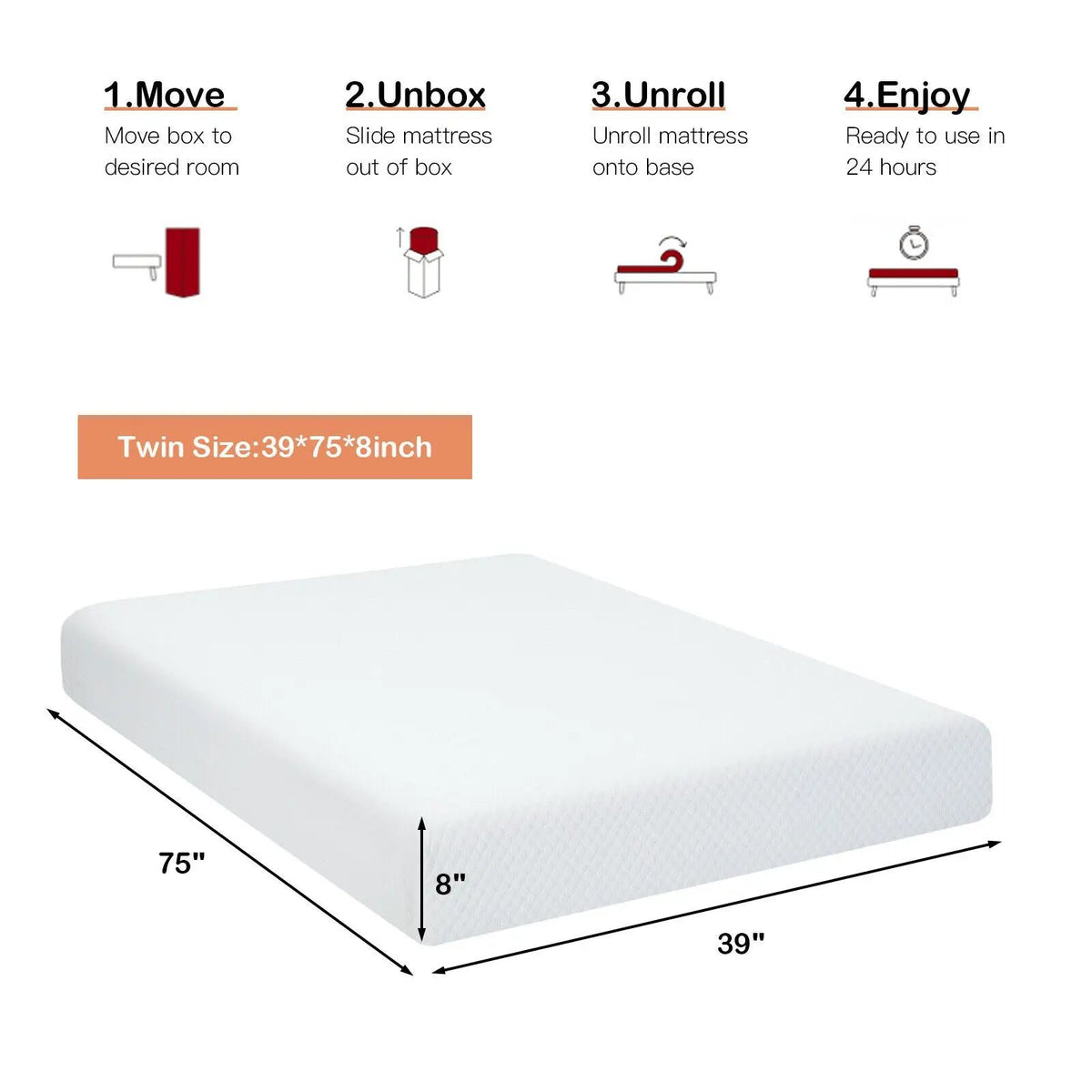 8 Inch Foam Medium Firm Mattress with Jacquard Cover, photo 20 of 32