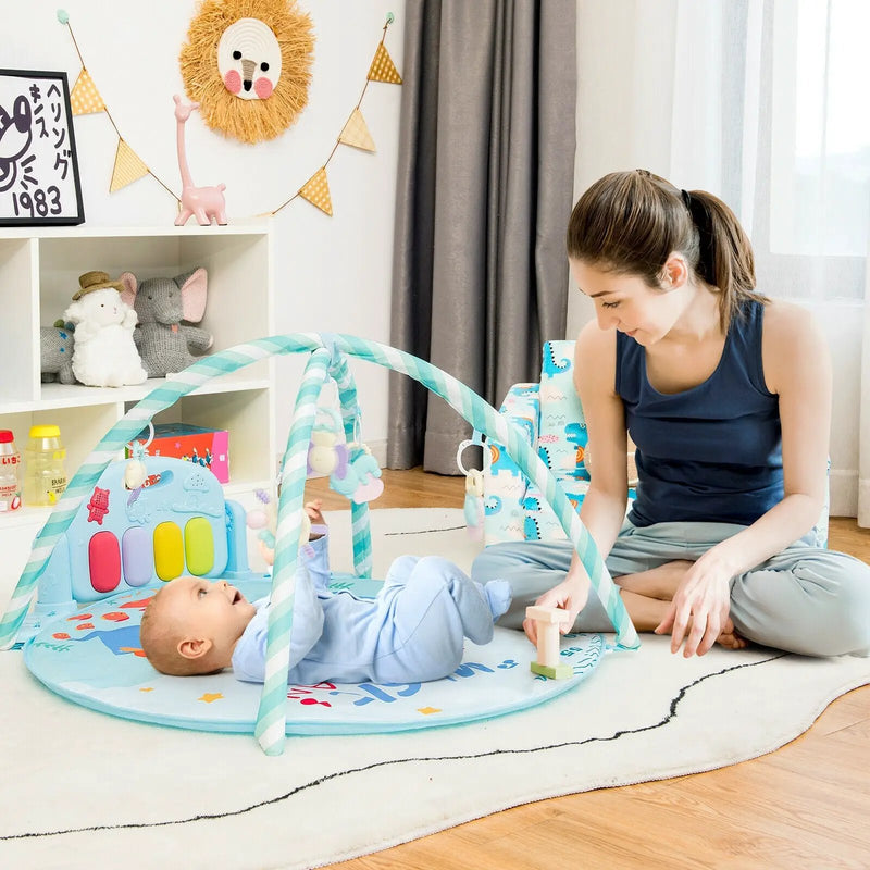 Baby Activity Play Piano Gym Mat with 5 Hanging Sensory Toys by DirectDeals
