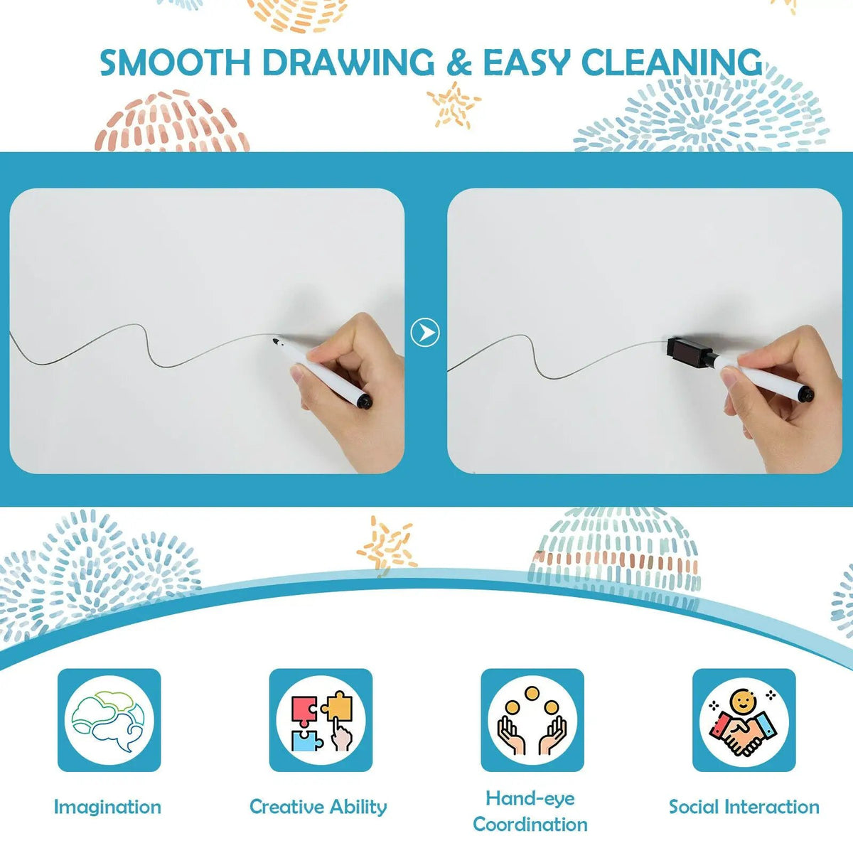 Multifunctional Kids' Standing Art Easel with Dry-Erase Board, photo 6 of 11