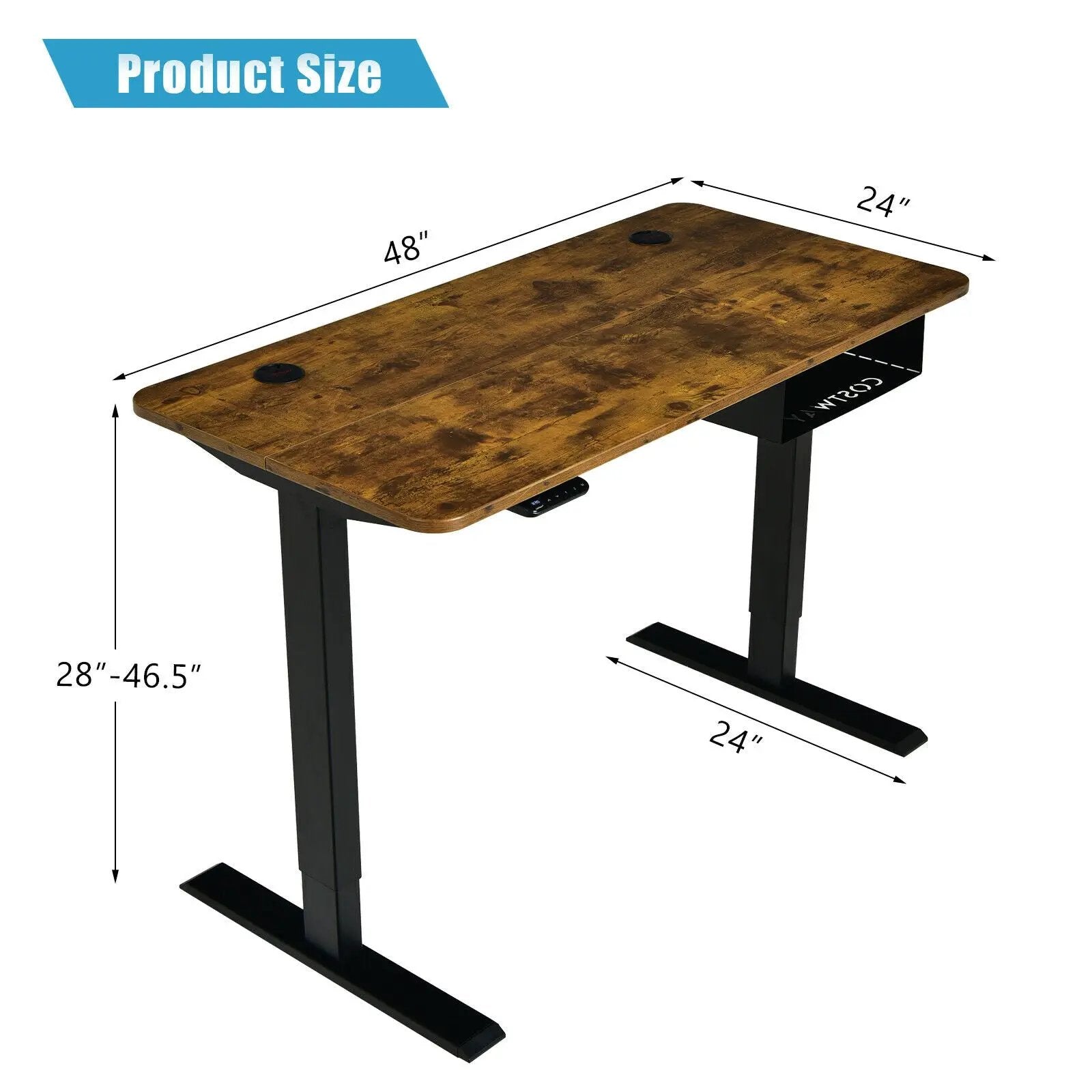 48-inch Electric Height Adjustable Standing Desk with Control Panel by DirectDeals