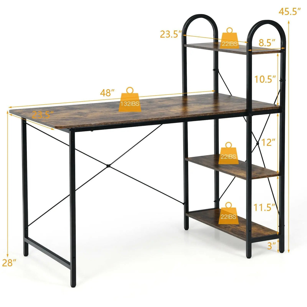 48-Inch Reversible Computer Desk with Storage Shelf, photo 9 of 16