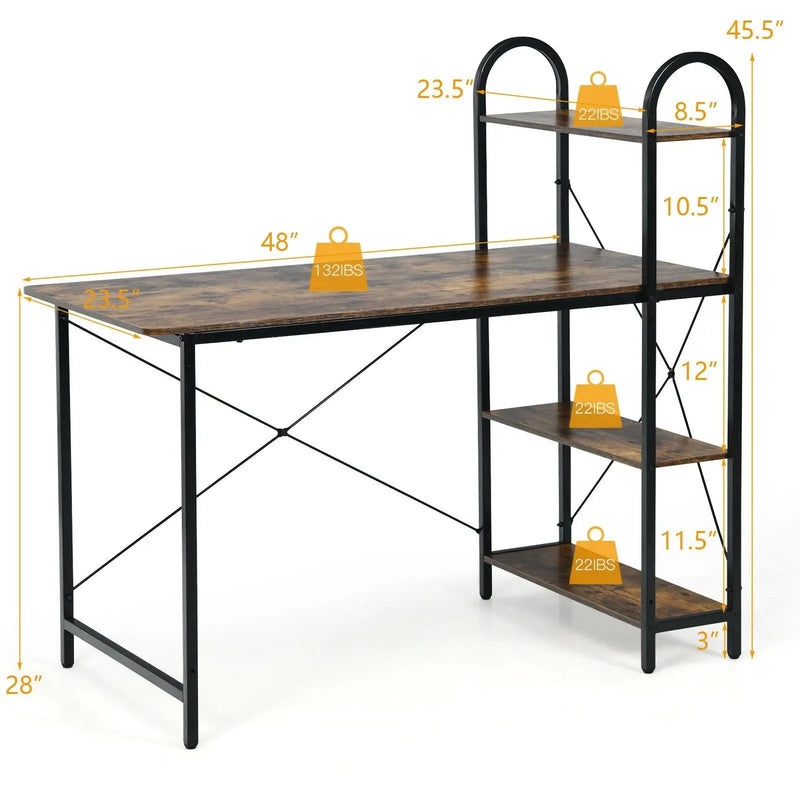 48-Inch Reversible Computer Desk with Storage Shelf by DirectDeals