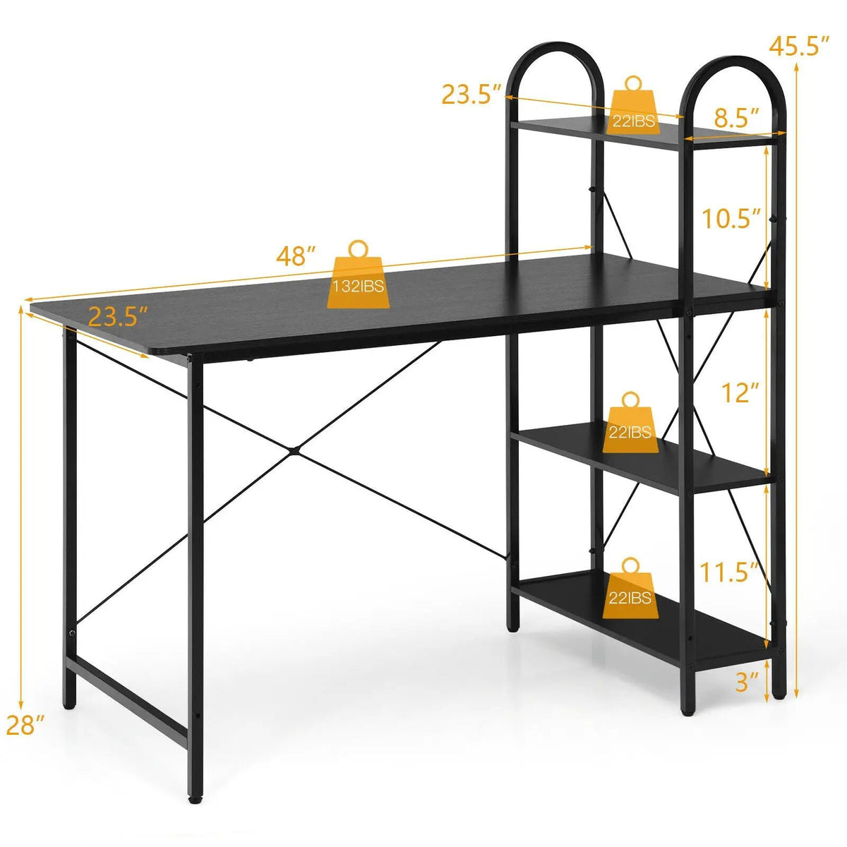 48-Inch Reversible Computer Desk with Storage Shelf, photo 10 of 16