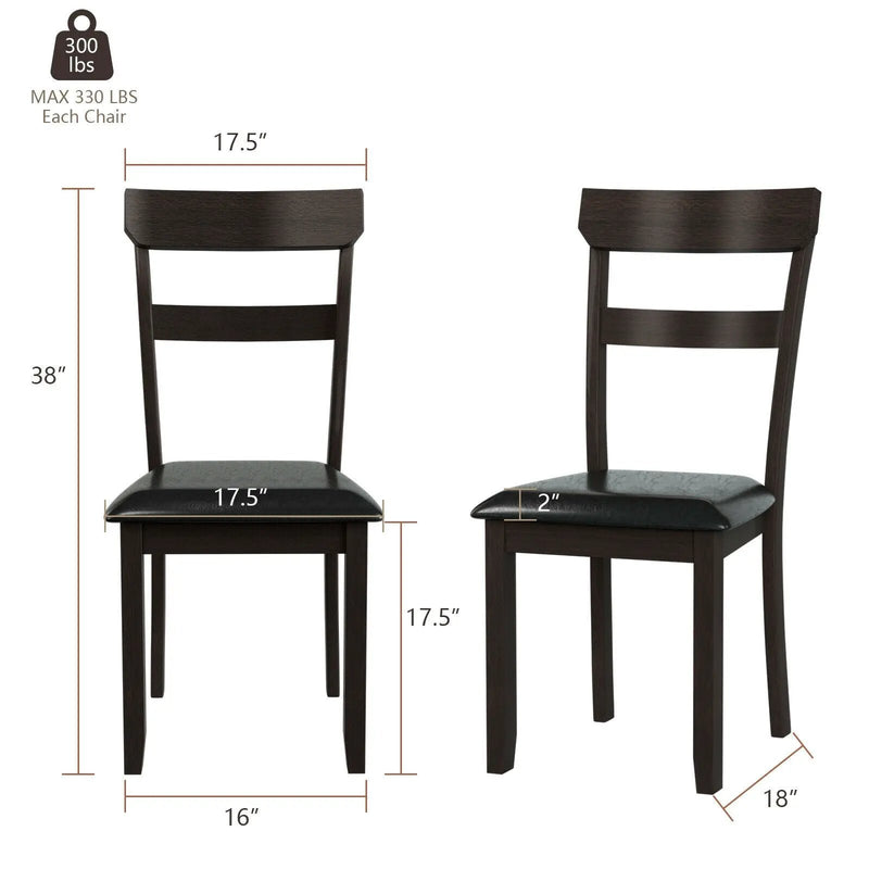 Set of 2 Dining Chairs With Rubber Wood Frame and Upholstered Faux Leather Seat by DirectDeals