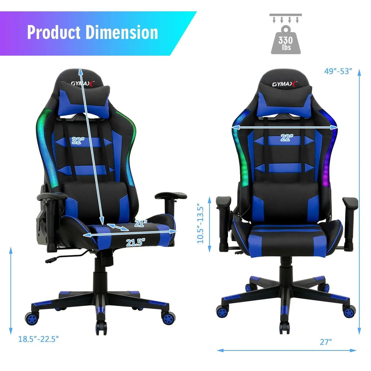 Adjustable Swivel Gaming Chair with LED Lights and Remote, photo 19 of 32