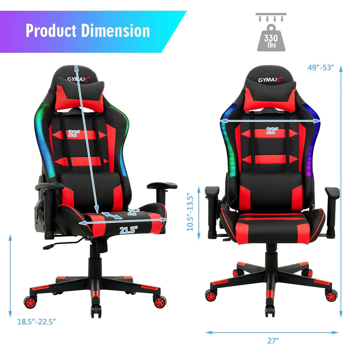 Adjustable Swivel Gaming Chair with LED Lights and Remote, photo 20 of 32