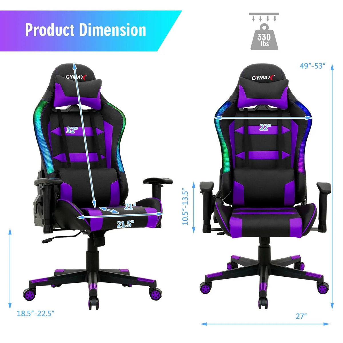 Adjustable Swivel Gaming Chair with LED Lights and Remote, photo 18 of 32