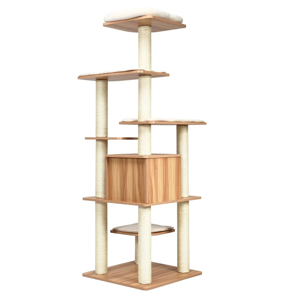 7-Layer Wooden Cat Tree Tall Cat Tower with Sisal Posts and Condo, photo 4 of 9