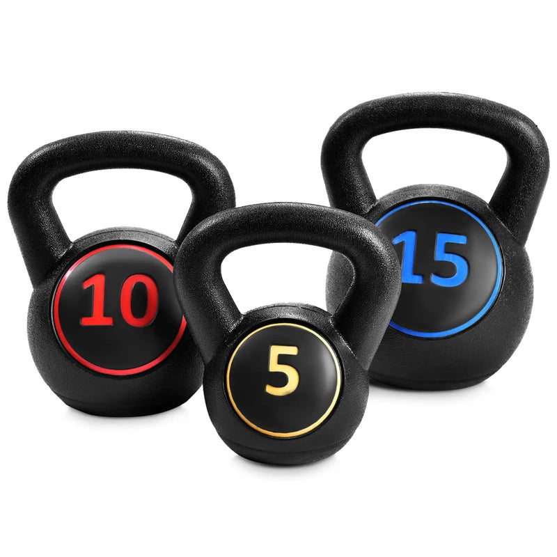 3 Pieces 5 10 15lbs Kettlebell Weight Set by DirectDeals