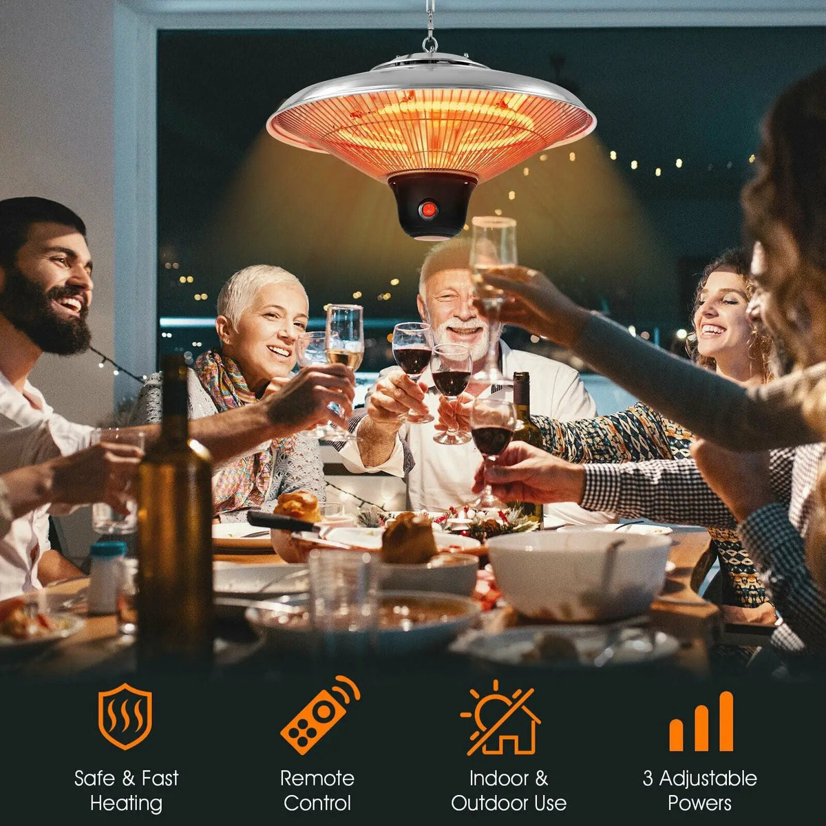 1500W Electric Hanging Ceiling Mounted Infrared Heater with Remote Control, photo 14 of 16