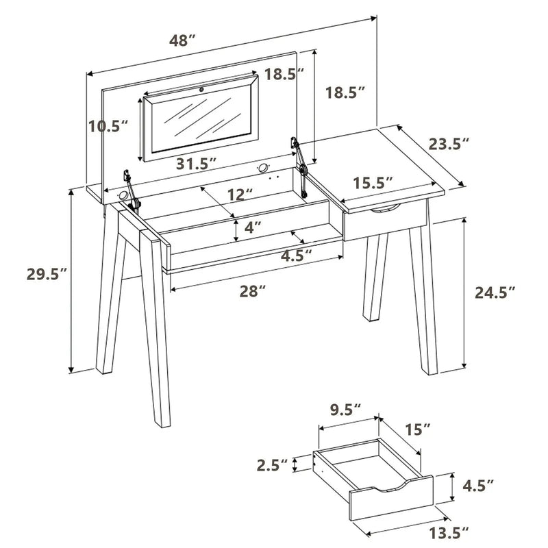 Dressing Table with Flip Mirror and Storage Drawer by DirectDeals