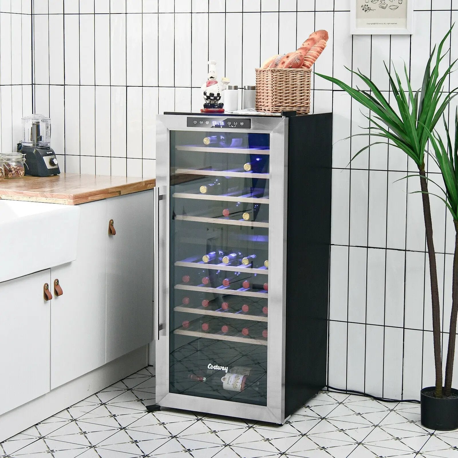 43 Bottle Wine Cooler Refrigerator Dual Zone Temperature Control with 8 Shelves-Black by DirectDeals