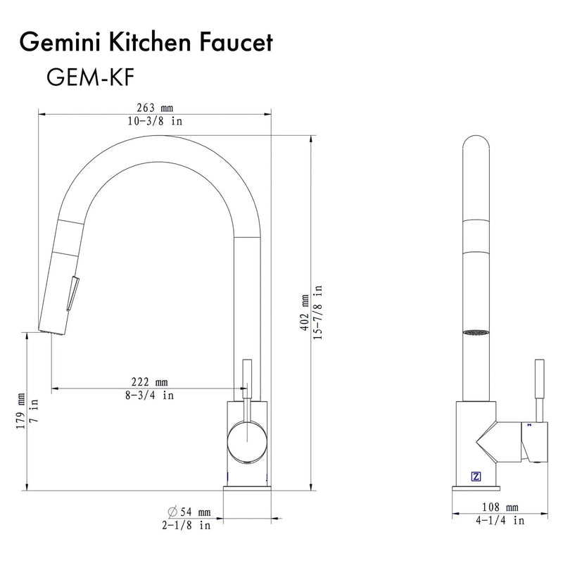 ZLINE Gemini Kitchen Faucet, GEM-KF-CB by Farmhouse Kitchen and Bath