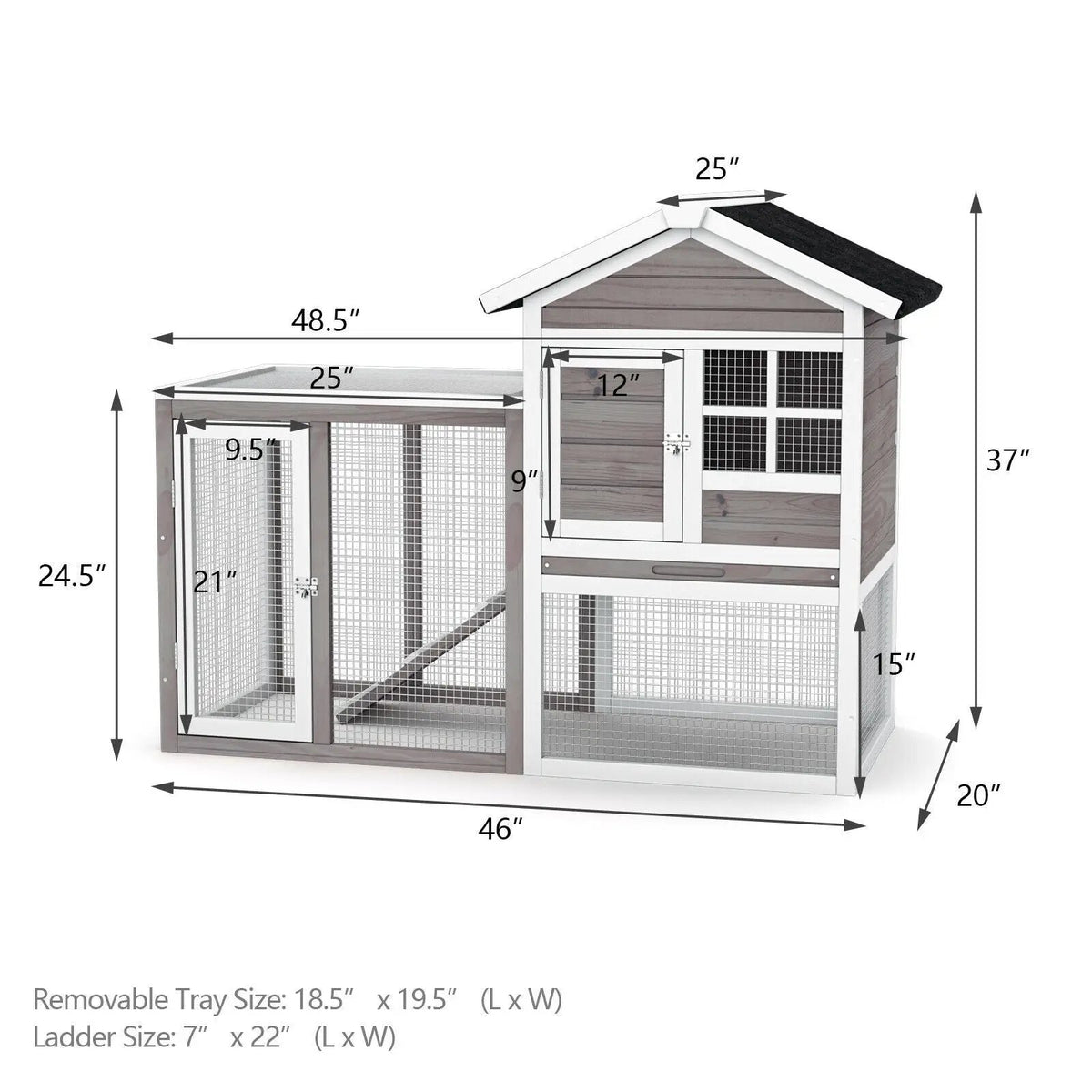 2-Story Wooden Rabbit Hutch with Running Area, photo 4 of 10