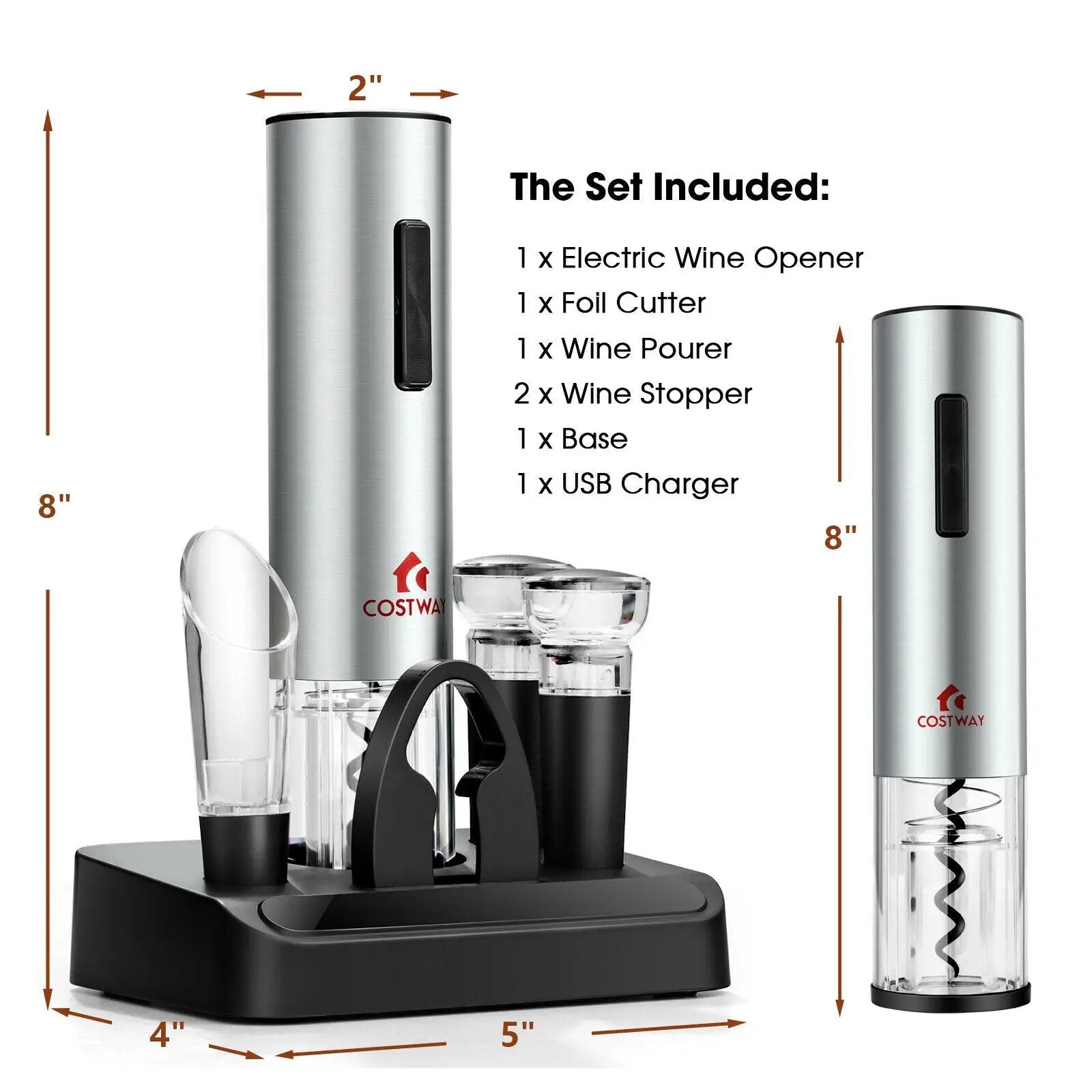6-in-1 Electric Wine Bottle Opener Set with Foil Cutter by DirectDeals