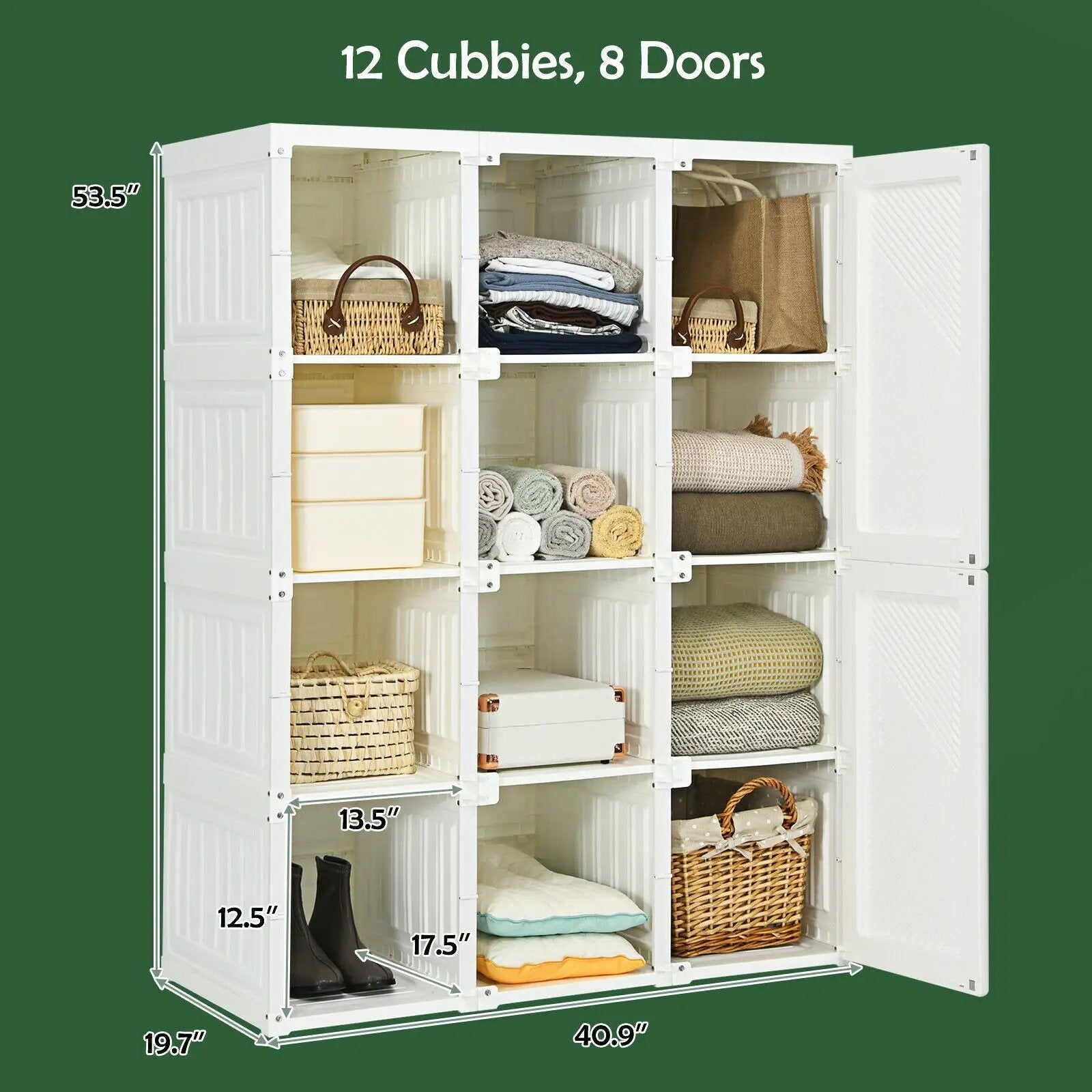 Clothes Foldable Armoire Wardrobe Closet with 12 Cubby Storage by DirectDeals