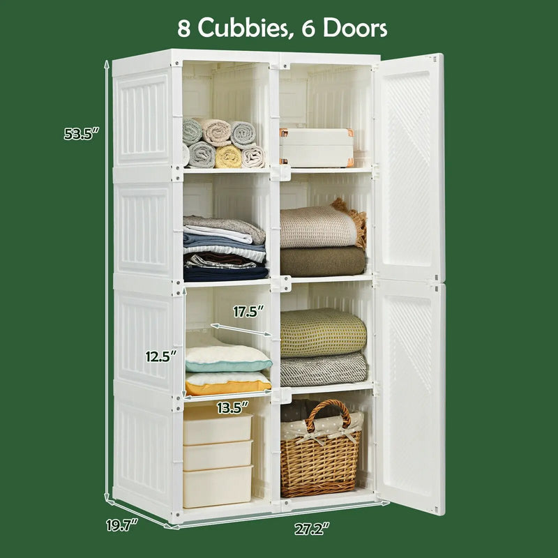 Foldable Armoire Wardrobe Closet with 8 Cubby Storage by DirectDeals