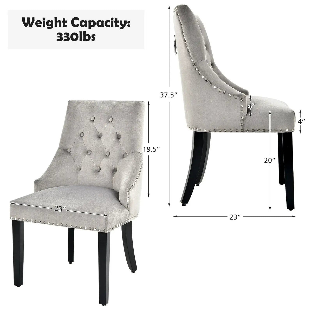 Modern Upholstered Button-Tufted Dining Chair with Naild Trim by DirectDeals