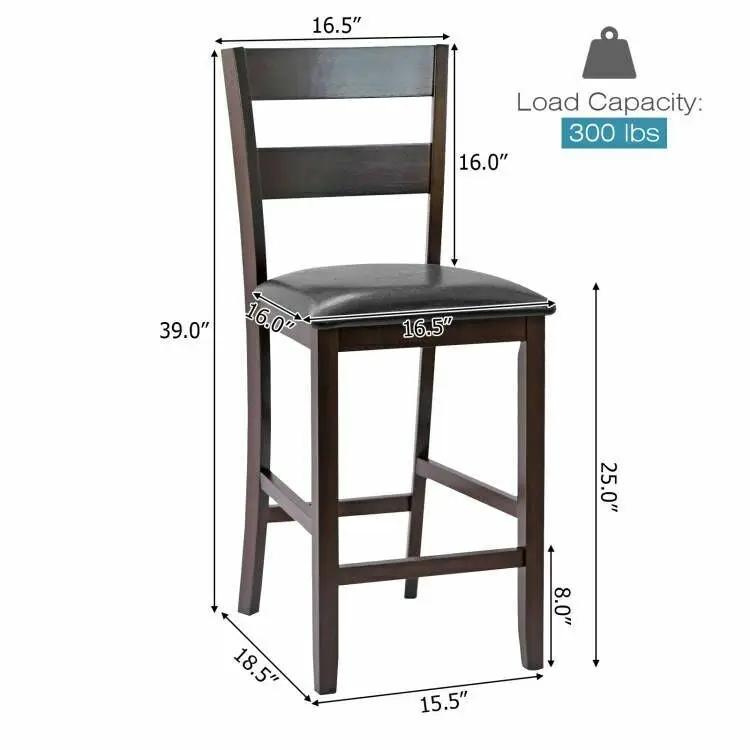 2-Pieces Upholstered Bar Stools Counter Height Chairs with PU Leather Cover by DirectDeals
