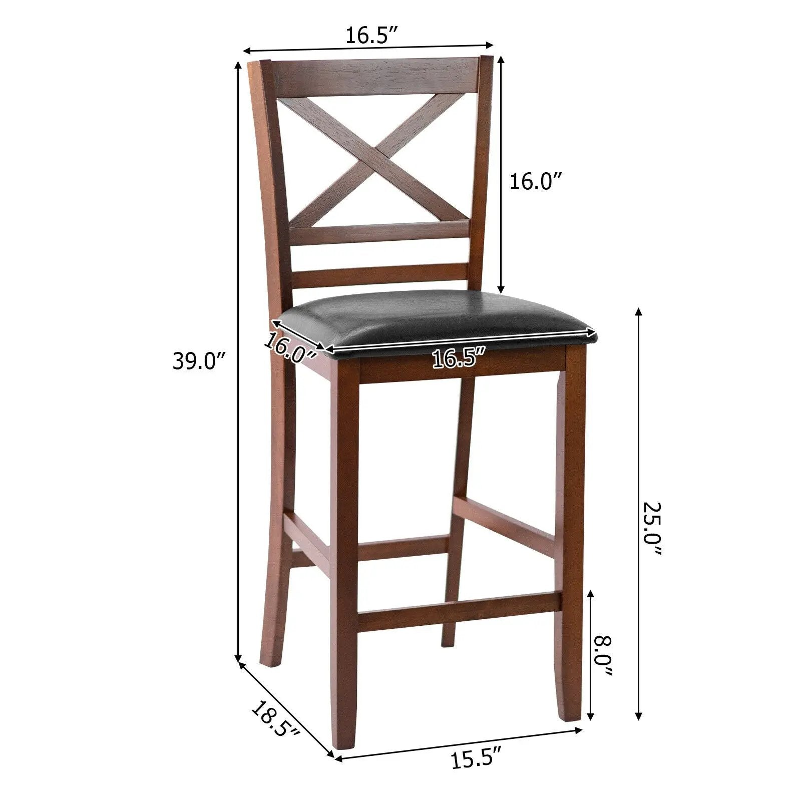 Set of 2 Bar Stools 25 Inch Counter Height Chairs with by DirectDeals