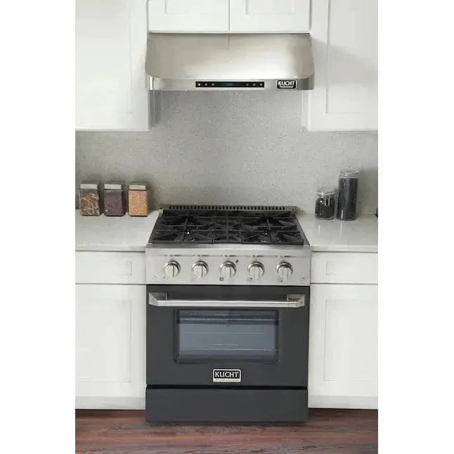Kucht 30" Gas Range in Stainless Steel with Grey Oven Door, KNG301-GR by Farmhouse Kitchen and Bath