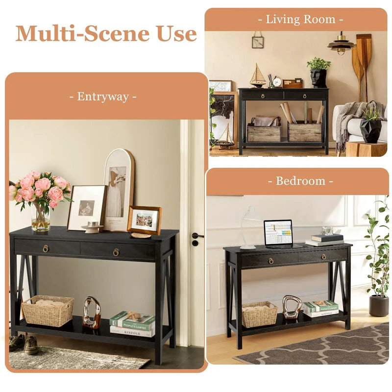 Console Table with Drawer Storage Shelf for Entryway Hallway by DirectDeals