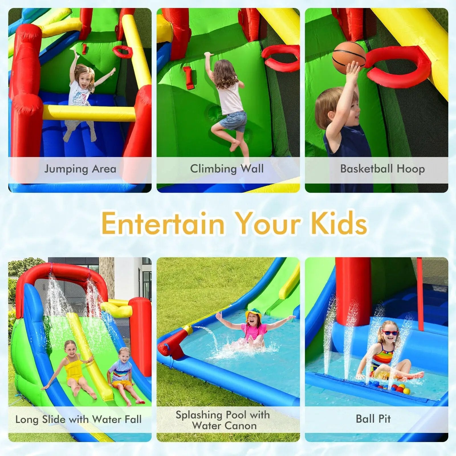 Inflatable Water Slide with Ocean Balls for Kids without Blower by DirectDeals